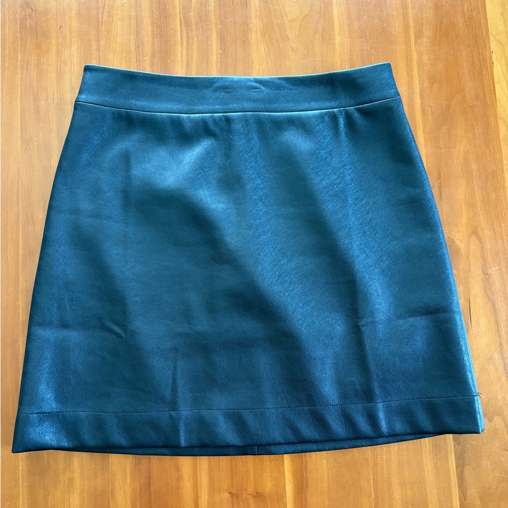 Women’s Black Faux Leather A-Line Skirt
